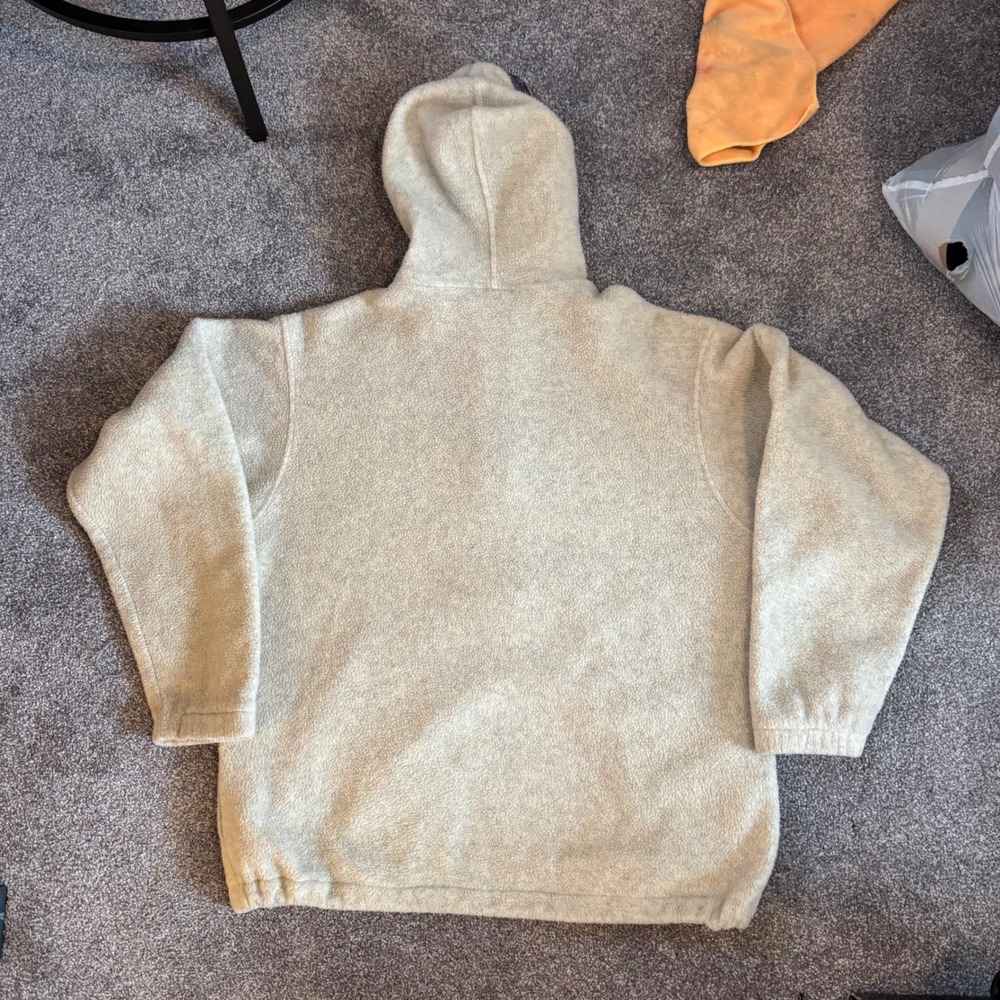 LL Bean Vintage Fleece Hoodie Quarter Zip Oatmeal Cream Womens Medium P247 USA - Picture 6 of 6